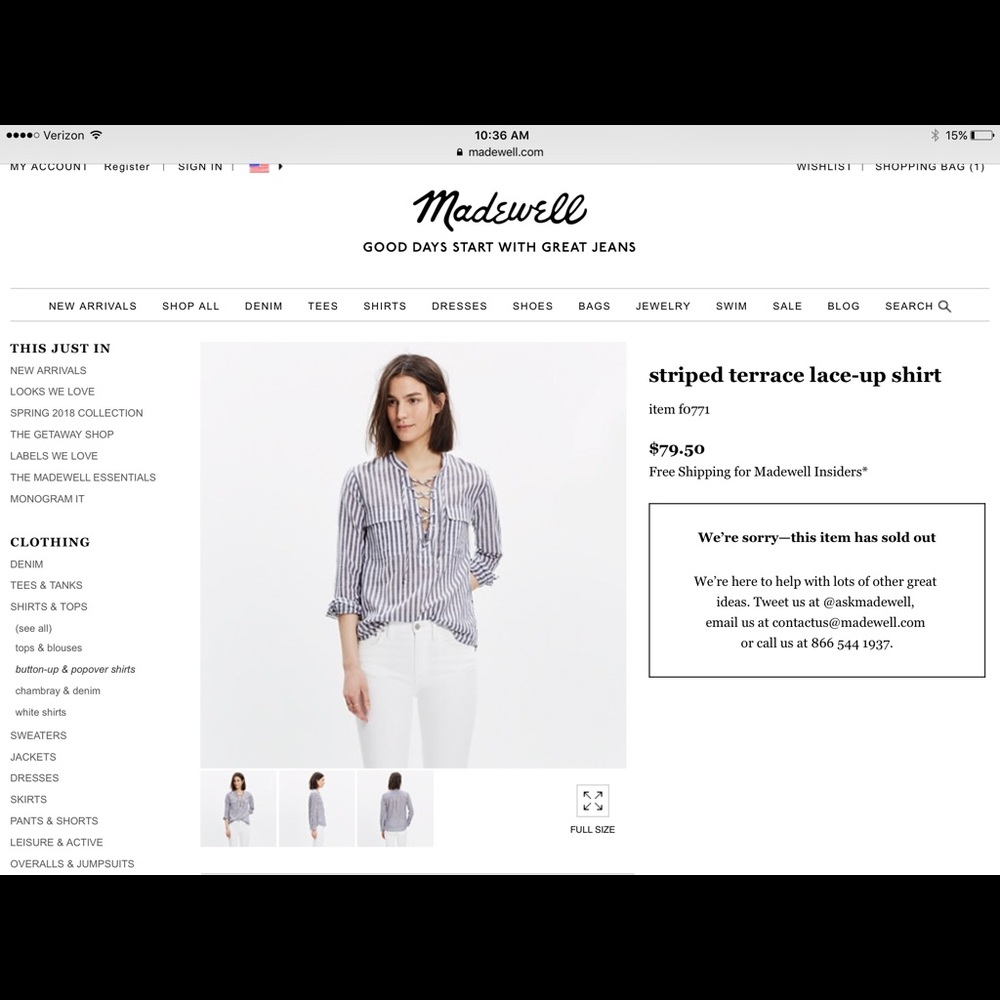 Madewell striped terrace lace up shirt.